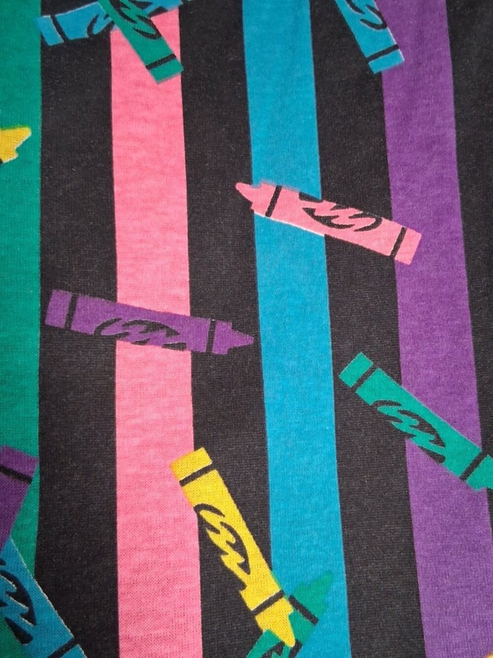 Vintage 90s Crayon Stripe Sewing Fabric Material Knit Stutz Horowitz Sew 55x61" - Picture 4 of 16